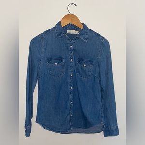 H&M L.O.G.G Denim Taylored Button Up Long Sleeve Shirt Size 6